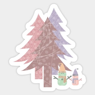 three trees - snowmen - just Sticker